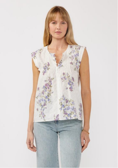 Button Front Top W/ Pintucks