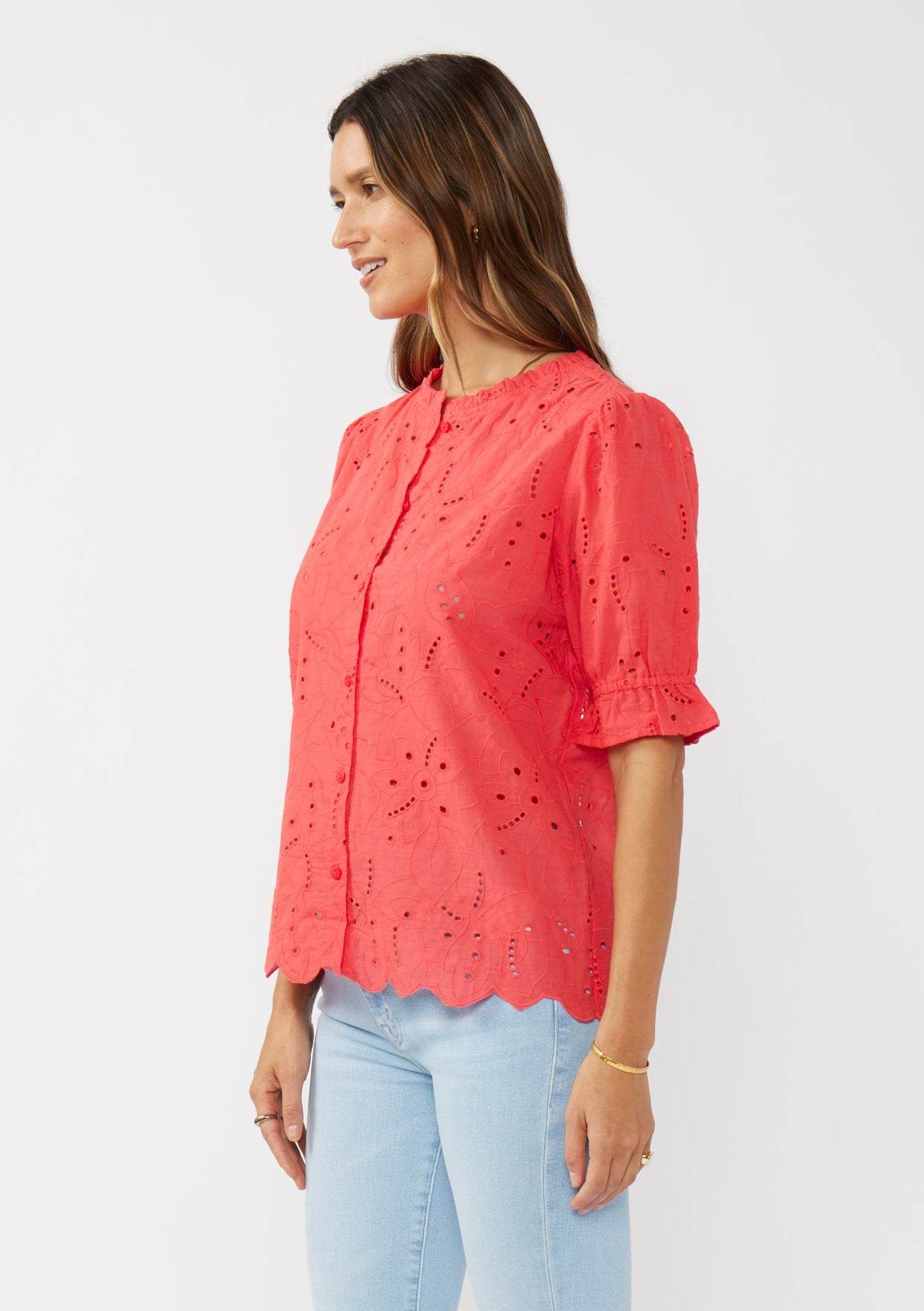Puff Sleeve Top W/ Ruffles by LOVESTITCH