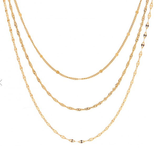 Stylish Simple 18K Real Gold Plated 304 Stainless Steel Link Cable Chain Link Chain Multilayer Layered Necklace Unisex 40cm-50cm