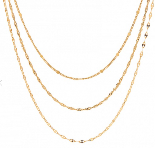 Stylish Simple 18K Real Gold Plated 304 Stainless Steel Link Cable Chain Link Chain Multilayer Layered Necklace Unisex 40cm-50cm