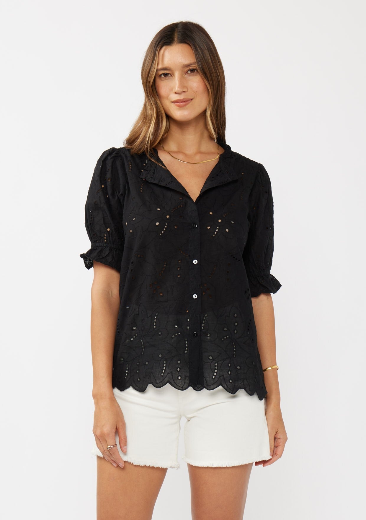 Puff Sleeve Top W/ Ruffles by LOVESTITCH