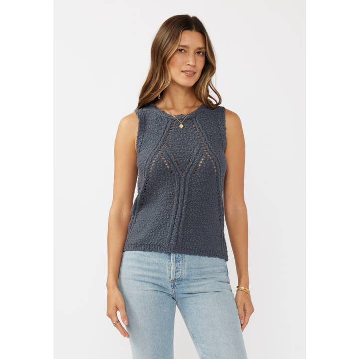 Boucle Sweater Tank W/ Open Stitch Pattern