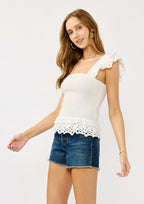 Smocked Scallop Lace Ruffle Top