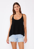 Scoop Neck, Twist Strap Tank Top W/ Lace Cutout at Back and Sides