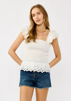 Smocked Scallop Lace Ruffle Top