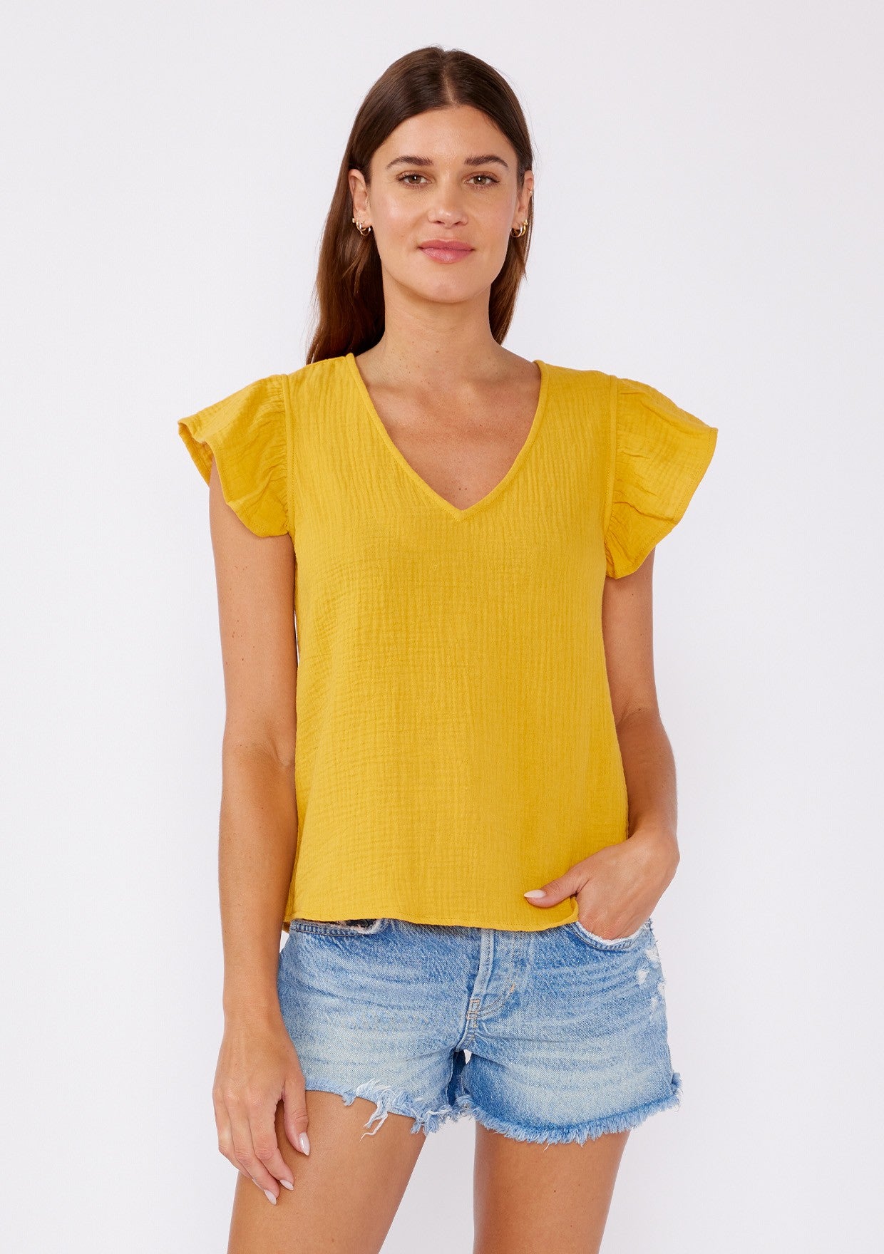 Flutter Sleeve V-Neck Top