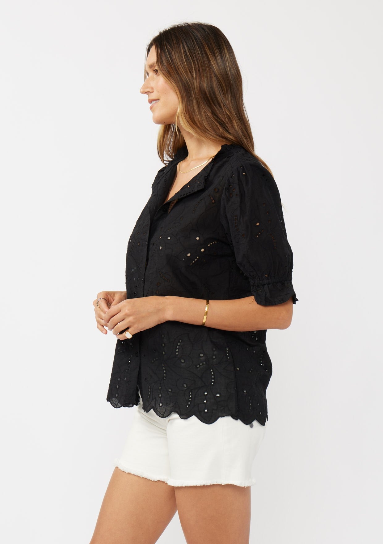 Puff Sleeve Top W/ Ruffles by LOVESTITCH