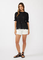 Puff Sleeve Top W/ Ruffles by LOVESTITCH