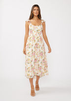 Flutter Slv Scoop Neck Dress W/ Open Back and Tie