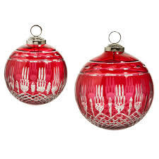 Christmas Red Glass Etched 5" Ball Ornament