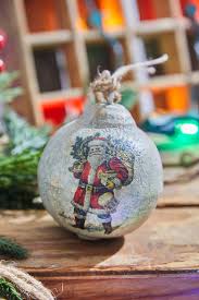 Merry Christmas Santa 6" Metal Ball Ornament