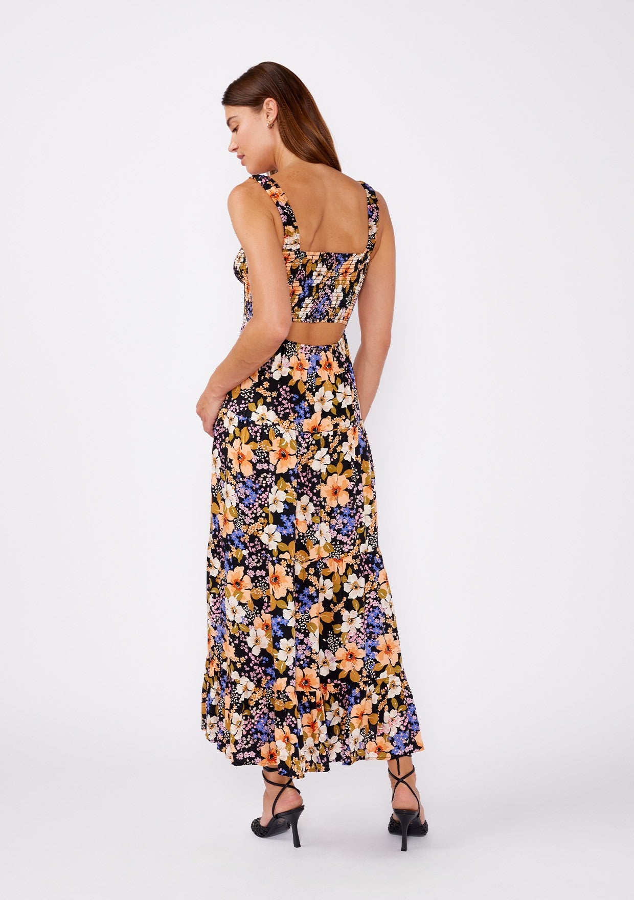 Smocked Tiered Maxi Dress w/ Back Cutout