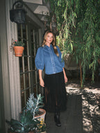 Puff Sleeve Denim Blouse