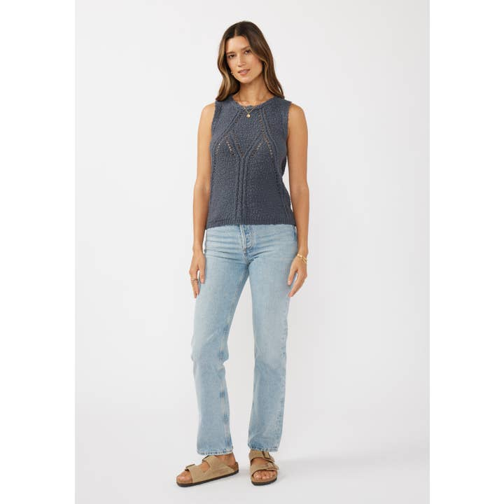Boucle Sweater Tank W/ Open Stitch Pattern