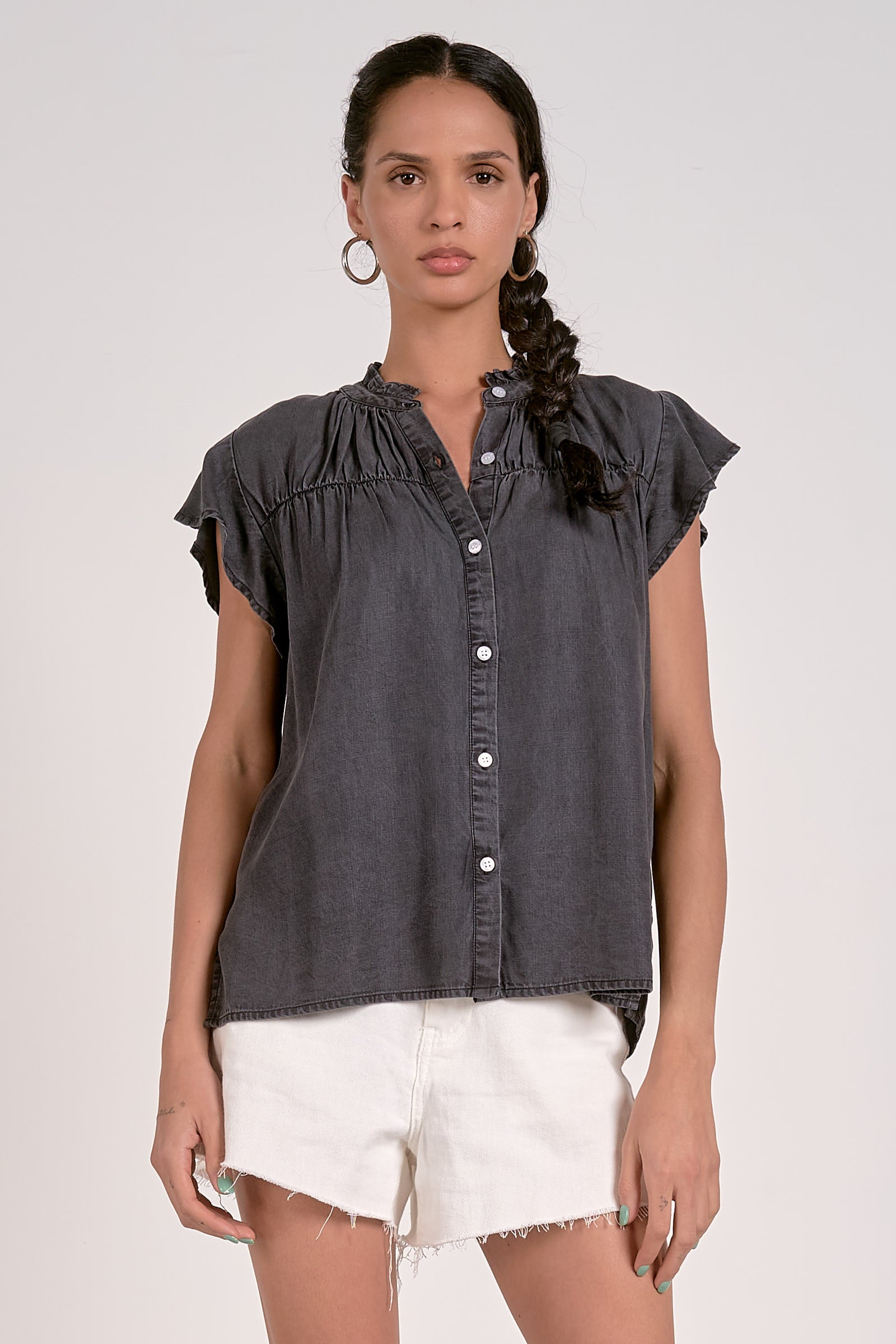 Top Cap Slv Button Down