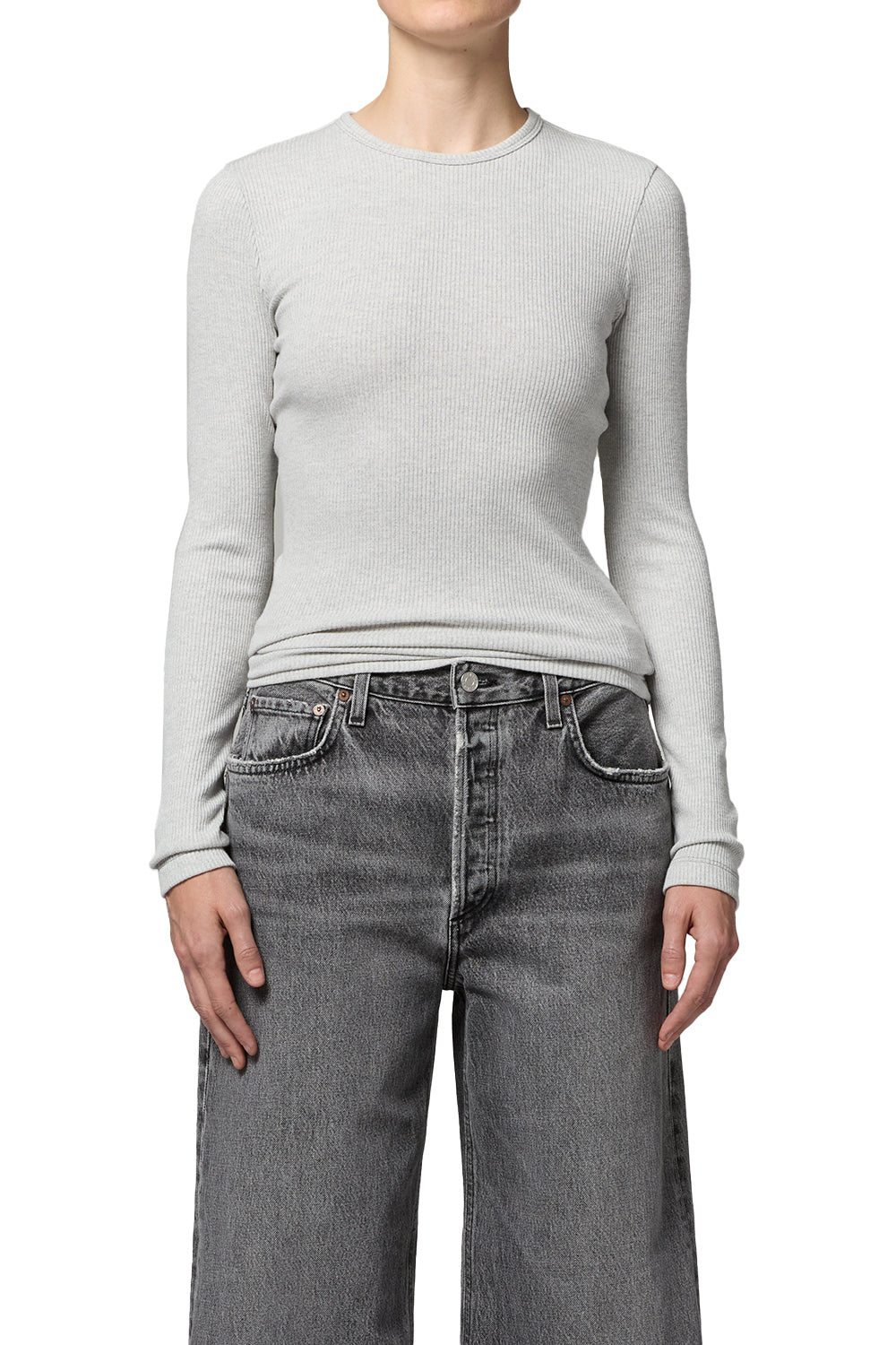 Delphi Slim Tee in Brushed Grey Heather